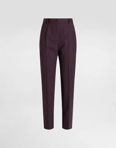 Dolce & Gabbana Pinstripe Wool Trousers In Multicolor