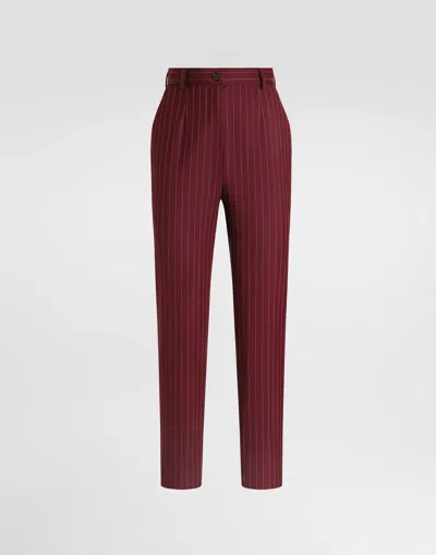 Dolce & Gabbana Pinstripe Wool Trousers In Brown