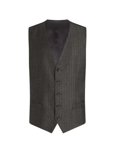 Dolce & Gabbana Pinstripe Wool Vest In Gray