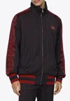 Dolce & Gabbana Blue Red Striped Logo Plaque Full Zip Jacket In Navy