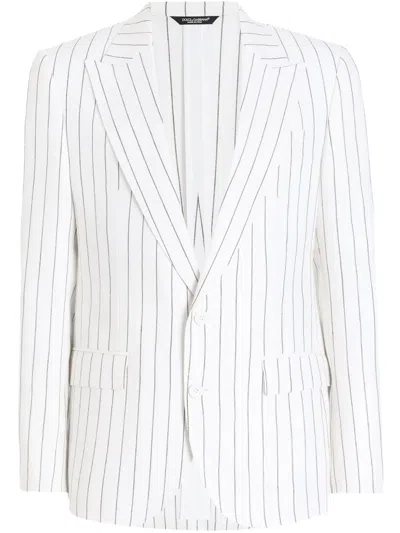 Dolce & Gabbana Pinstriped Blazer In White
