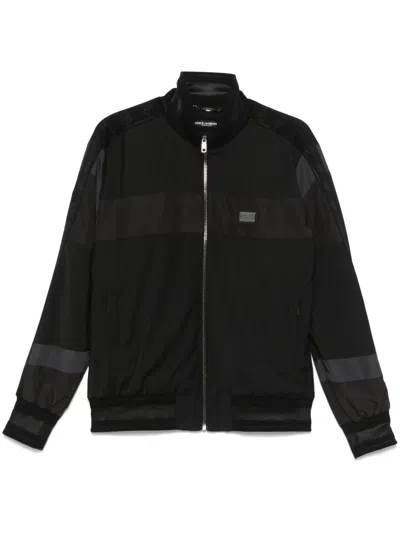 Dolce & Gabbana Pinstriped Bomber Jacket In Black