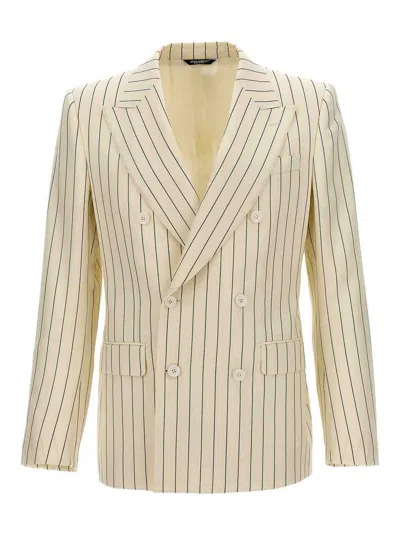 Dolce & Gabbana Pinstriped Double-breasted Blazer In White