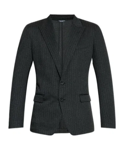Dolce & Gabbana Pinstriped Single-breasted Blazer In Black