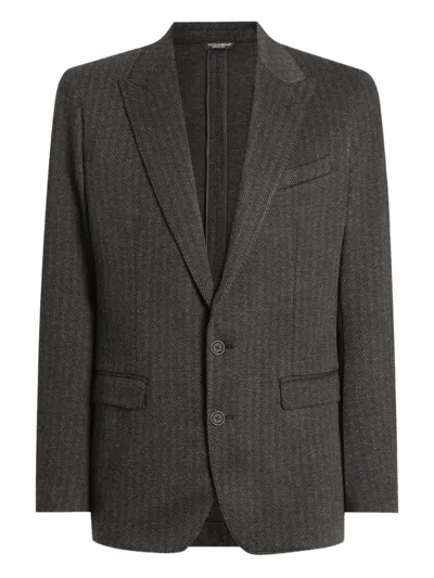 Dolce & Gabbana Pinstriped Single-breasted Blazer In Brown