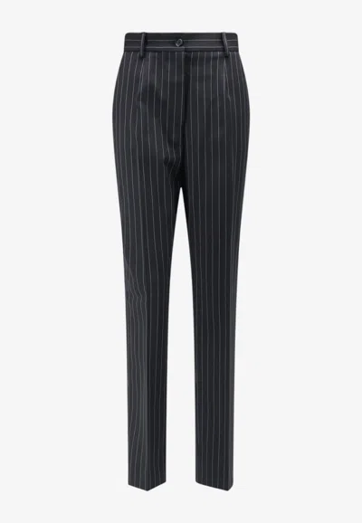 Dolce & Gabbana Pinstriped Tailored Pants In Black
