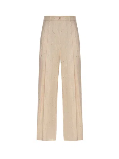 Dolce & Gabbana Pinstriped Trousers In Neutral