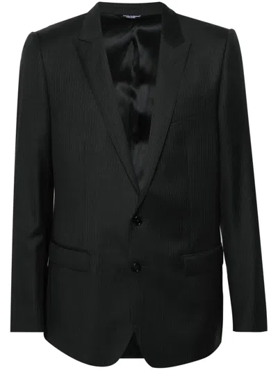 Dolce & Gabbana Pinstriped Virgin-wool Blazer In Black