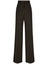 Dolce & Gabbana Pinstripe Wide-leg Trousers In Black