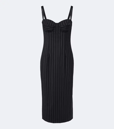 Dolce & Gabbana Pinstriped Wool And Silk Bustier Dress In Black
