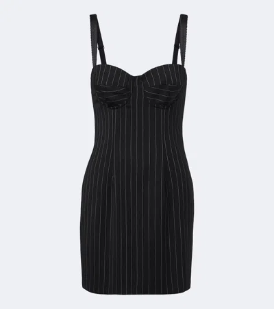 Dolce & Gabbana Pinstriped Wool And Silk-blend Bustier Dress In Black