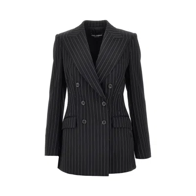 Dolce & Gabbana Pinstriped Wool Double-breasted Jacket In Multi