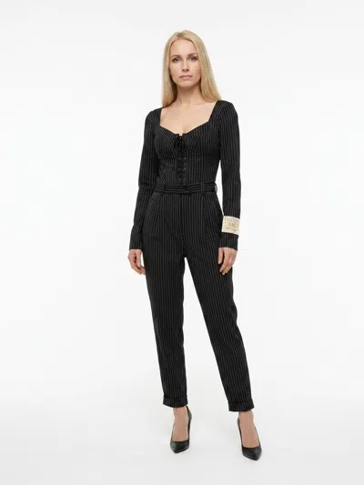 Dolce & Gabbana Pinstriped Wool Pant Suit In Black