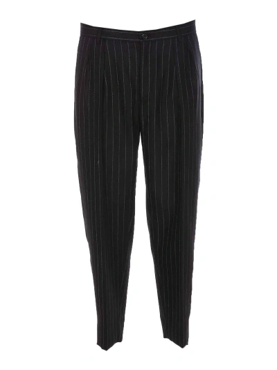 Dolce & Gabbana Pinstriped Wool Pants In Black