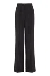 Dolce & Gabbana Pinstripe Virgin Wool Straight Pants In Brown