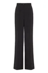 Dolce & Gabbana Pinstripe Virgin Wool Straight Pants In Brown
