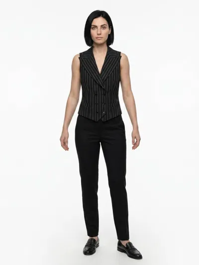 Dolce & Gabbana Pinstriped Wool-silk Blend Waistcoat In Black