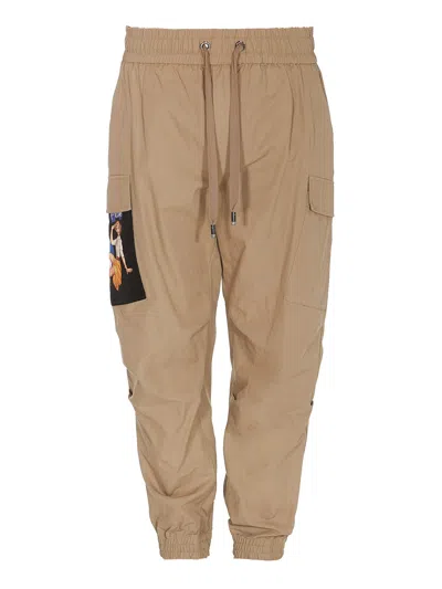 Dolce & Gabbana Pin-up Print Cargo Trousers In Brown