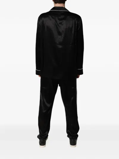Dolce & Gabbana Piped Silk Pajamas In Black