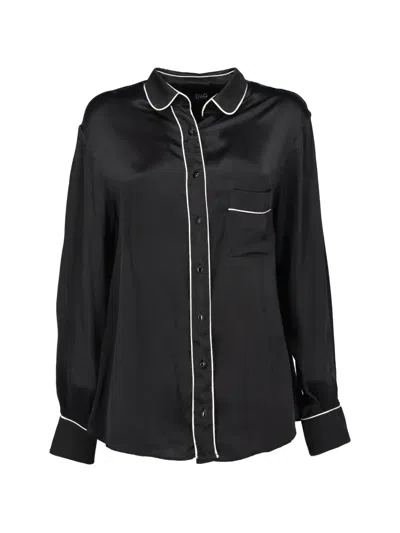 Pre-owned Dolce & Gabbana Piped Trim Shirt In Black