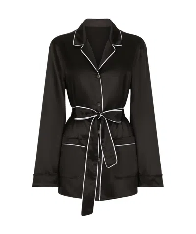 DOLCE & GABBANA DOLCE  GABBANA CONTRASTING PIPING PAJAMA SHIRT