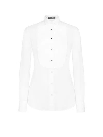 DOLCE & GABBANA DOLCE & GABBANA PIQUÉ FRONT POPLIN SHIRT