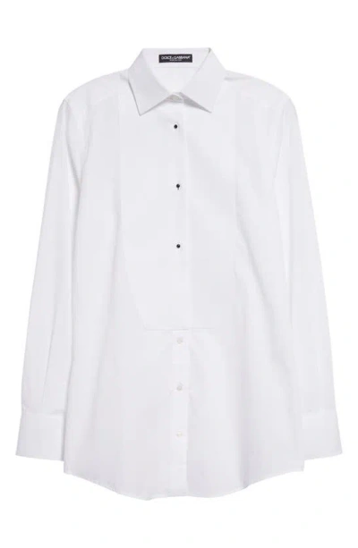 Dolce & Gabbana Dolce&gabbana Piqué Knit Bib Cotton Tuxedo Shirt In White