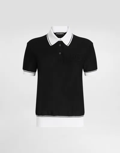 Dolce & Gabbana Piqué Polo Shirt With Embroidery In Black