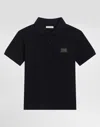 Dolce & Gabbana Piqué Polo Shirt With Logo Plaque In Blue