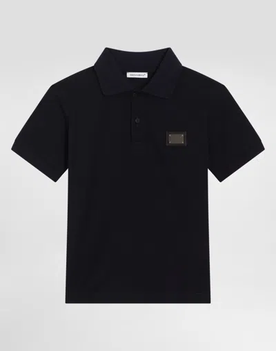 DOLCE & GABBANA PIQUÉ POLO SHIRT WITH LOGO PLAQUE