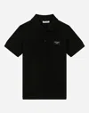 Dolce & Gabbana Piqué Polo Shirt With Logo Plaque In Black
