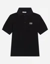 Dolce & Gabbana Logo-tag Piqué Polo Shirt In Blue