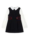 Dolce & Gabbana Logo-embroidered Long-sleeve Stretch-cotton  Dress 4-12+ Years Very Dark Blue 2 In Blue