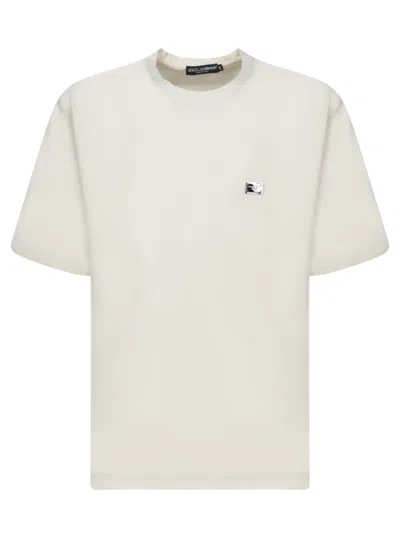 Dolce & Gabbana Piquet-fabric T-shirt With Signature Logo Detail In White
