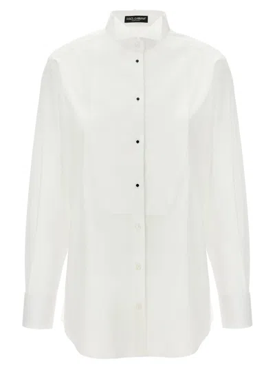 DOLCE & GABBANA PIQUET PLASTRON SHIRT SHIRT, BLOUSE