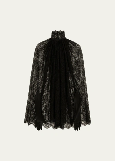 Dolce & Gabbana Pizzo Chantilly Lace Mini Dress In ブラック