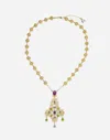 Dolce & Gabbana Pizzo Necklace In Yellow Gold Filigree With Amethysts, Aquamarines, Peridots And Morganite In Gold