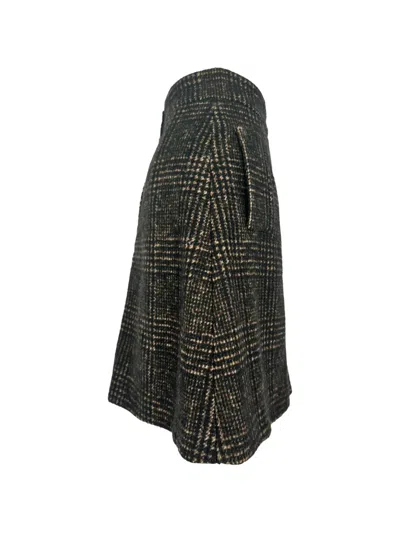 Pre-owned Dolce & Gabbana Plaid A-line Mini Wool Skirt In Brown