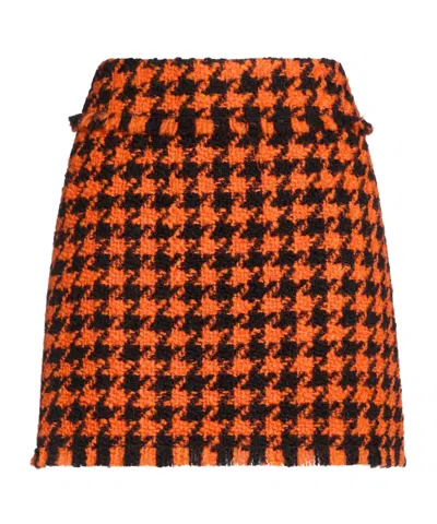 Dolce & Gabbana Plaid A-line Skirt In Orange