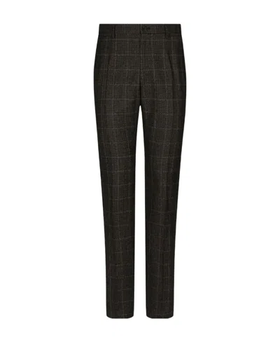 Dolce & Gabbana Plaid-check Tailored Trousers In Black