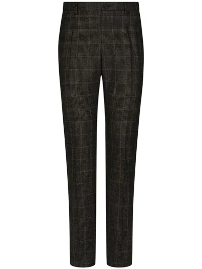 Dolce & Gabbana Plaid-check Tailored Trousers In Neutrals