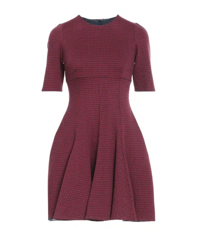 Dolce & Gabbana Plaid Flared Dress In Red
