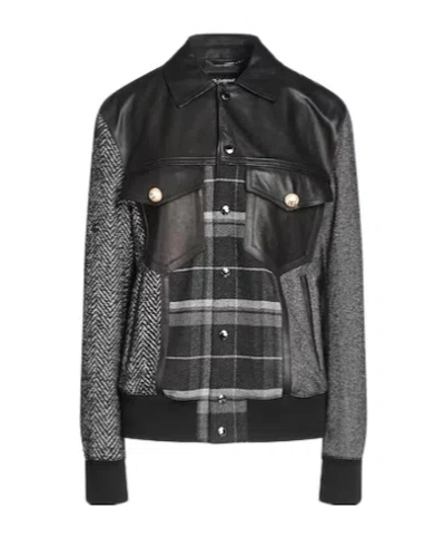 Dolce & Gabbana Plaid Flight Jacket In Black