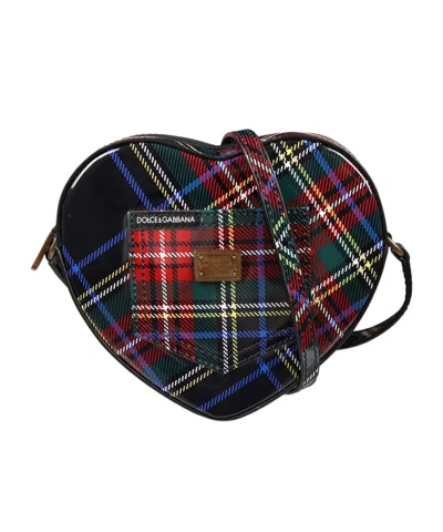 Dolce & Gabbana Plaid Logo Bag In Black