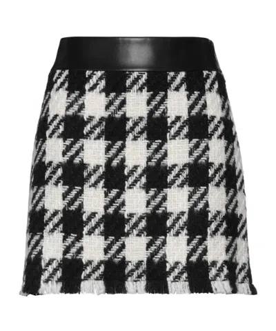 Dolce & Gabbana Plaid Midi Skirt In Two-tone Check In Black