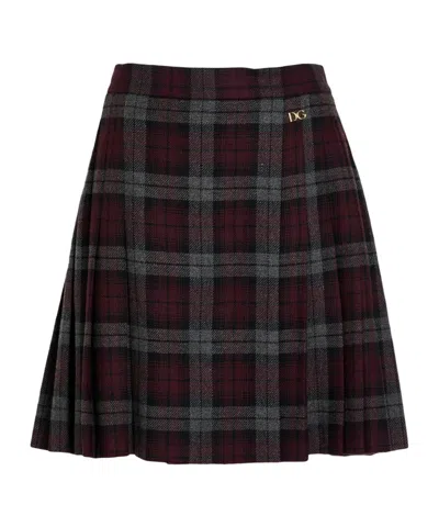 Dolce & Gabbana Plaid Pleated Skirt In Brown