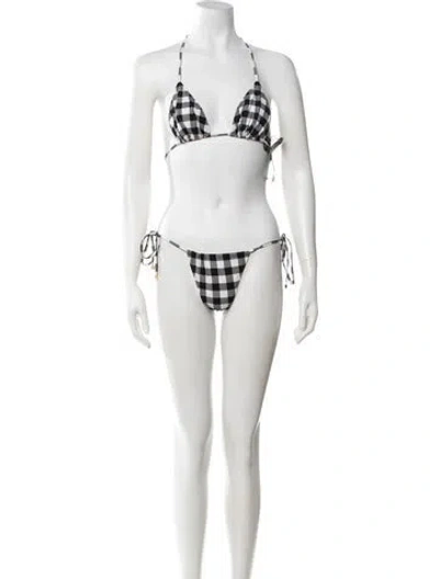 Pre-owned Dolce & Gabbana Plaid Print Bikini W/ Tags In Neutrals