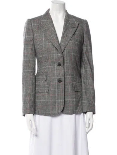 Pre-owned Dolce & Gabbana Plaid Print Blazer In Gray