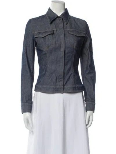 Pre-owned Dolce & Gabbana Plaid Print Denim Jacket In Blue