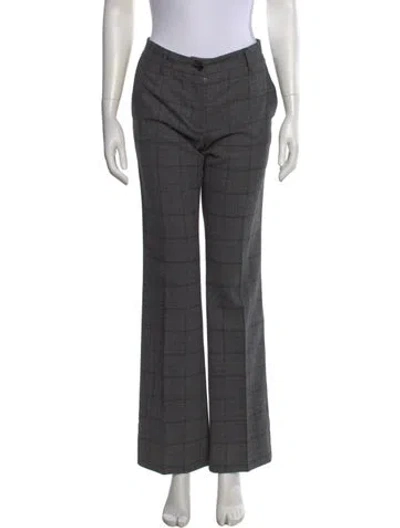 Pre-owned Dolce & Gabbana Plaid Print Flared Pants In Gray